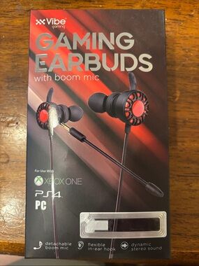 Vibe Gaming Earbuds — Black with Red Accents